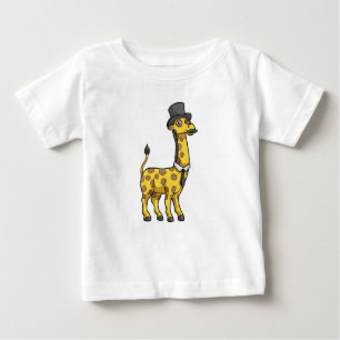 T-shirt Pour Bébé Giraffe en Gentleman avec Casquette, Cravate et Mo