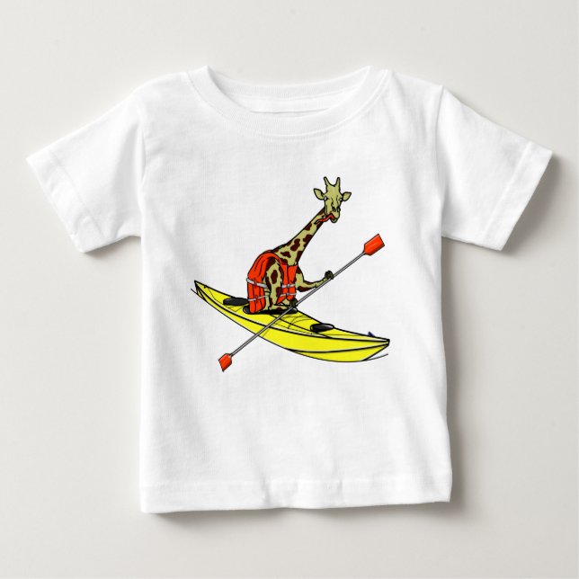 T-shirt Pour Bébé Giraffe en kayak (Devant)