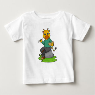 T-shirt Pour Bébé Giraffe en peintre avec pinceau