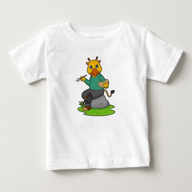 T-shirt Pour Bébé Giraffe en peintre avec pinceau (Devant)