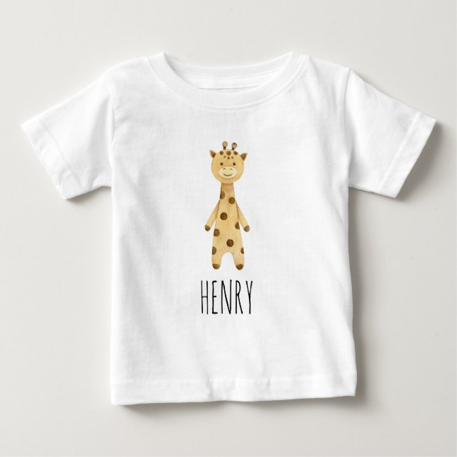 T-shirt Pour Bébé Giraffe monogramme, mignonne moderne (Devant)