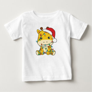 T-shirt Pour Bébé Giraffe Noël Animaux d'hiver Giraffes
