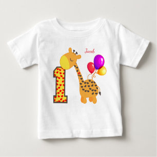 T-shirt Pour Bébé Giraffe Premier anniversaire fête personnalisée