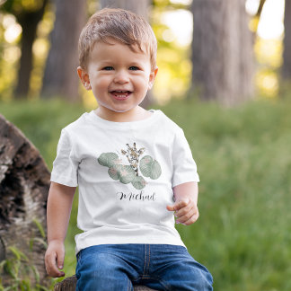 T-shirt Pour Bébé Giraffe Safari Animal Botanique Anniversaire