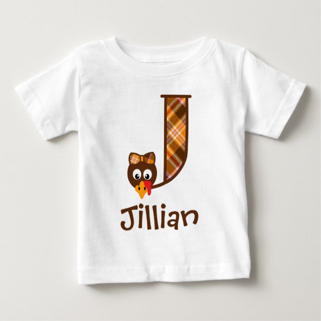 T-shirt Pour Bébé Girls Monogram Turquie Top Thanksgiving Letter J (Devant)