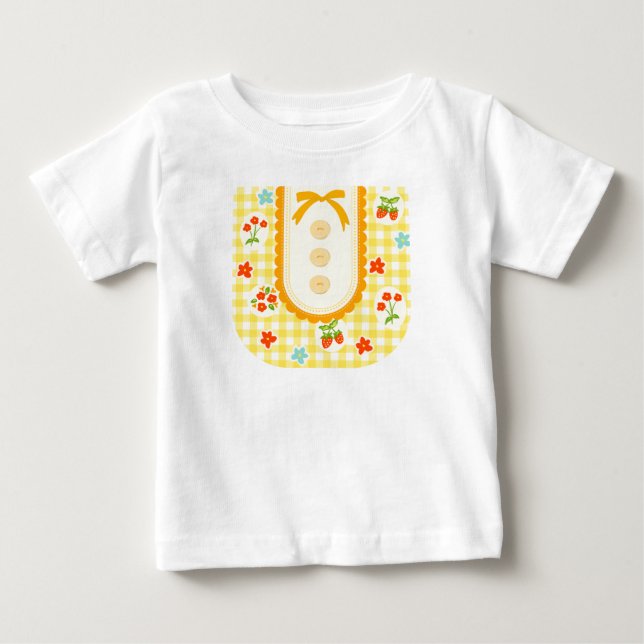 T-shirt Pour Bébé Girly gingham check pattern with cute ribbon (Devant)