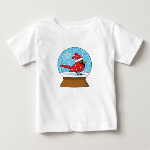 T-shirt Pour Bébé Globe des neiges avec cardinal rouge mignon