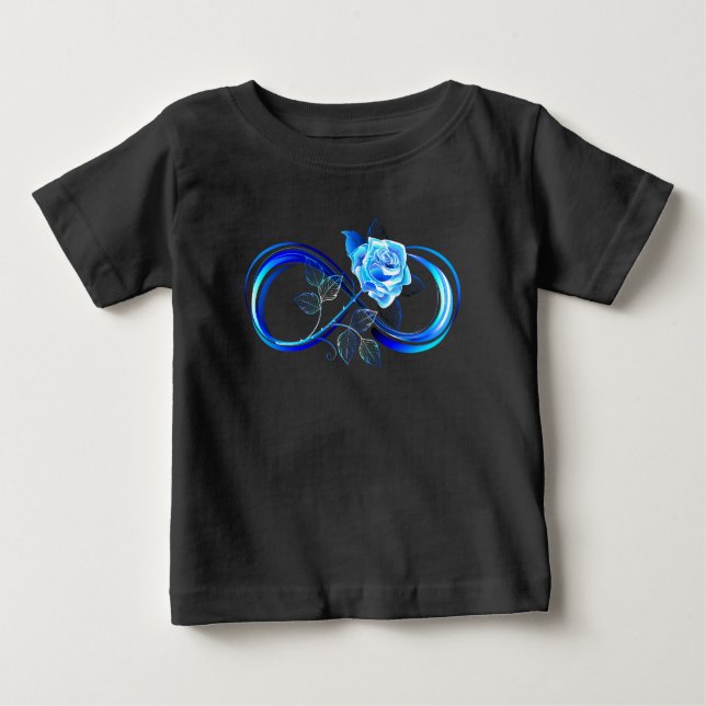 T-shirt Pour Bébé Glowing infinity with blue rose (Devant)