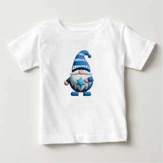 T-shirt Pour Bébé Gnome blanc bleu tenant l'étoile de David