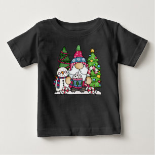 T-shirt Pour Bébé Gnome de Noël Bonhomme de Neige Arbres Mignon