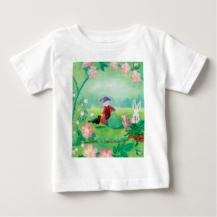 T-shirt Pour Bébé Gnome jardiner, Blackbird, Hérisson et lapin blanc