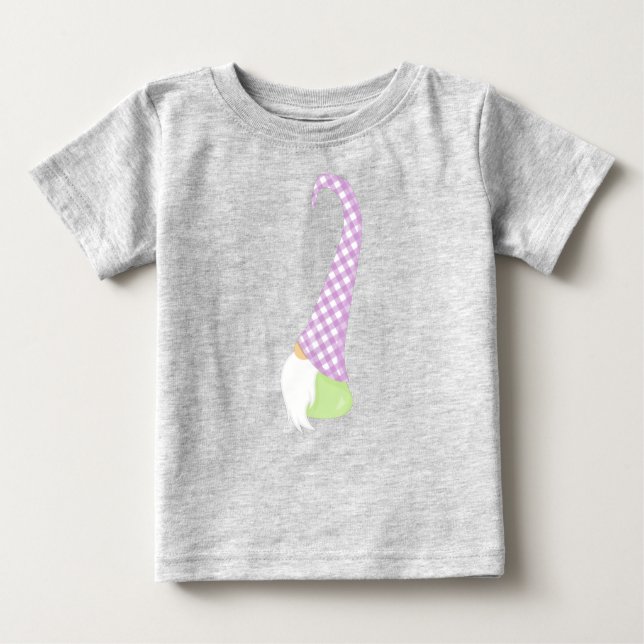 T-shirt Pour Bébé Gnome mignonne, Petit Gnome, Gnome de jardin, Casq (Devant)