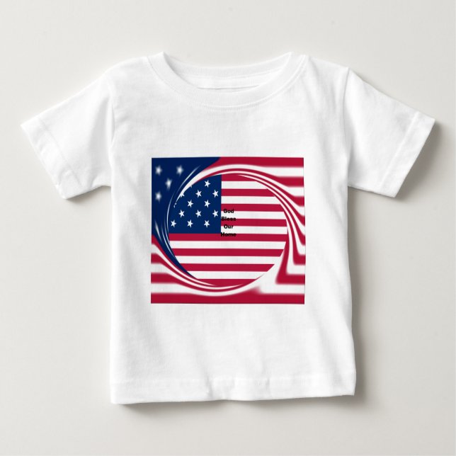 T-shirt Pour Bébé God Bless Our Home : USA Flag Swirl Art (Devant)