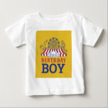 T-shirt Pour Bébé Gold Carnival Circus Baby Birthday Kids HouseParty<br><div class="desc">Les anniversaires sont un jalon annuel que nous attendons avec impatience. Commencez cette fête monumentale avec nos articles de fête d'anniversaire Carnival Circus Baby Birthday Kids House Design. Personnalisez-le avec les détails de la fête ! Nous espérons que notre Carnival Circus Baby Birthday Kids House Party Design apporte à votre...</div>