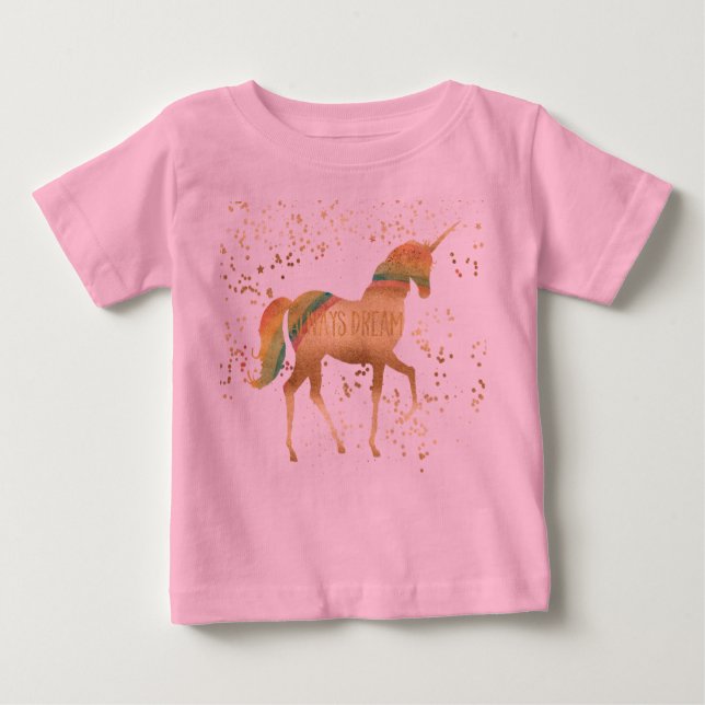 T-shirt Pour Bébé Gold Rainbow Dream Unicorn (Devant)