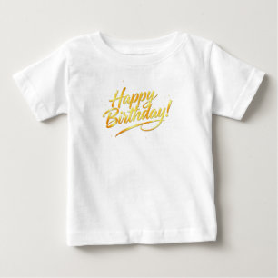 T-shirt Pour Bébé Golden Happy Birthday Typographie
