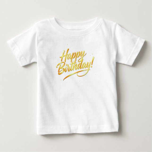 T-shirt Pour Bébé Golden Happy Birthday Typographie (Devant)