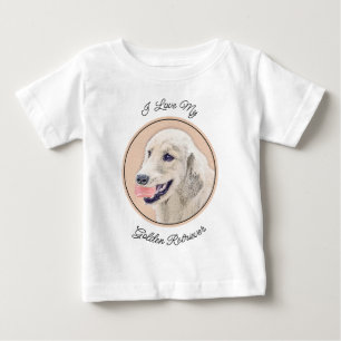 T-shirt Pour Bébé Golden Retriever avec Tennis Ball Peinture Chien A