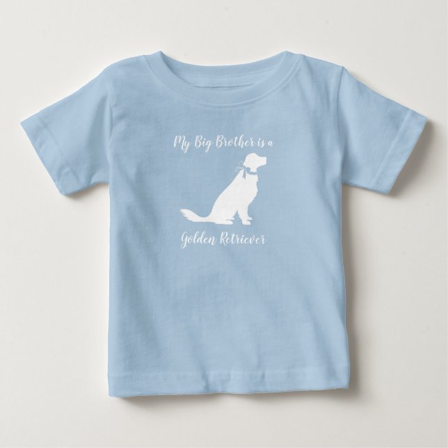 T-shirt Pour Bébé Golden Retriever Baby shower chien bleu garçon (Devant)