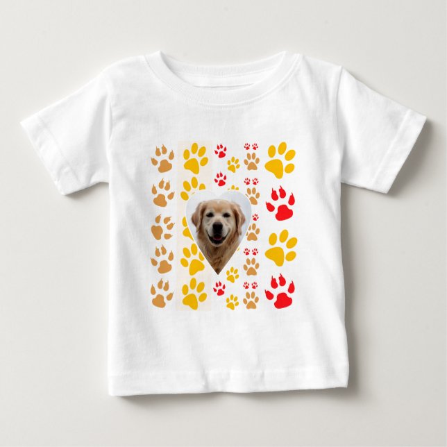 T-shirt Pour Bébé Golden Retriever Chien Coeurs Pâtes Imprimer (Devant)
