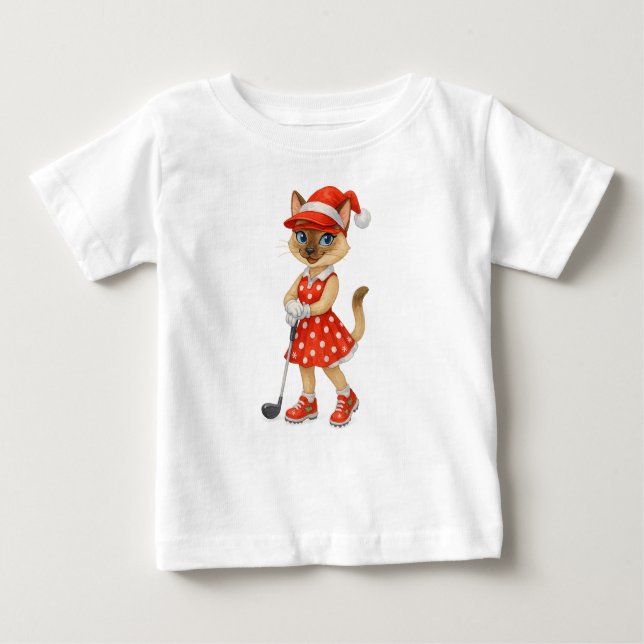 T-shirt Pour Bébé Golf Christmas themed for Cat Lovers (Devant)