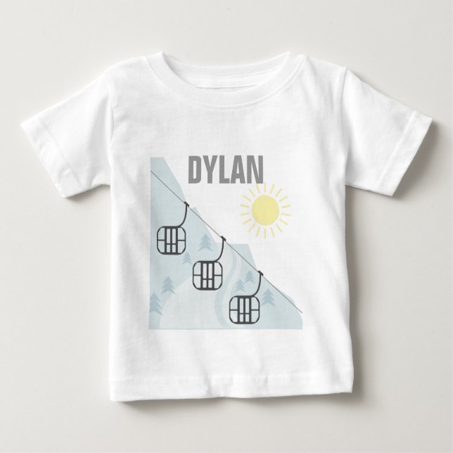 T-shirt Pour Bébé Gondole Personnalised de ski (Devant)