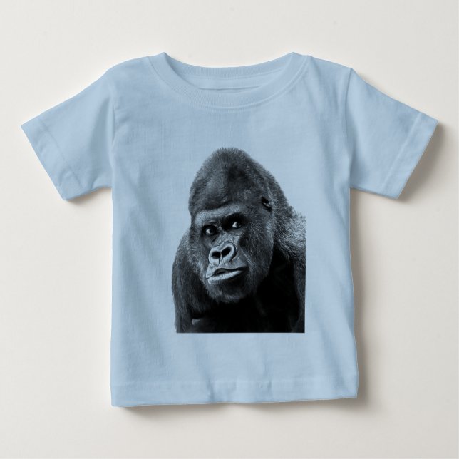T-shirt Pour Bébé Gorille noire blanche (Devant)