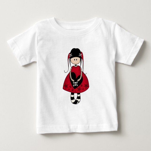 T-shirt Pour Bébé Goth Girl en robe rouge (Devant)