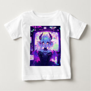 T-shirt Pour Bébé Gothique Cyberpunk Demon Imaginaire Anime Girl