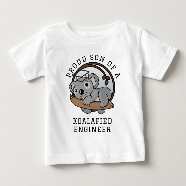 T-shirt Pour Bébé Graduation 2023 Ingénieur Grad Custom Koala Ours (Devant)