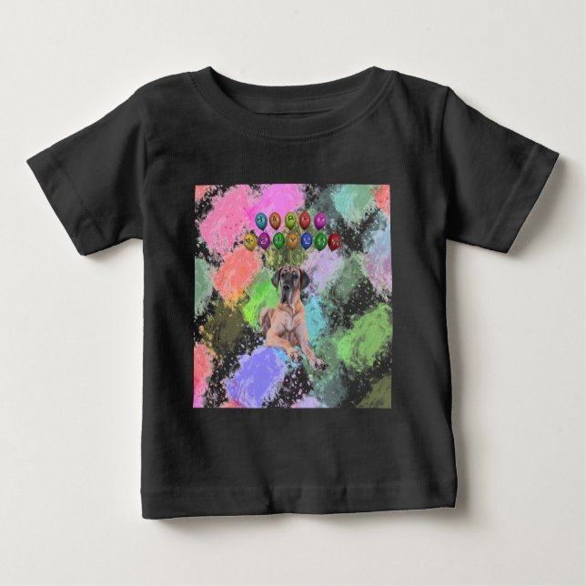 T-shirt Pour Bébé Grand Chien Danois Souhaitant Bonne Année (Devant)
