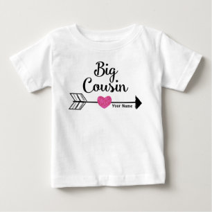 T-shirt Pour Bébé Grand Cousin Flèche rose Chemise personnalisée