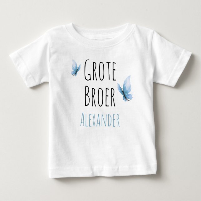 T-shirt Pour Bébé Grand frère personnalisable avec le papillon de co (Devant)