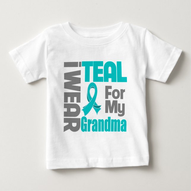 T-shirt Pour Bébé Grand-maman - appui turquoise de Cancer ovarien de (Devant)