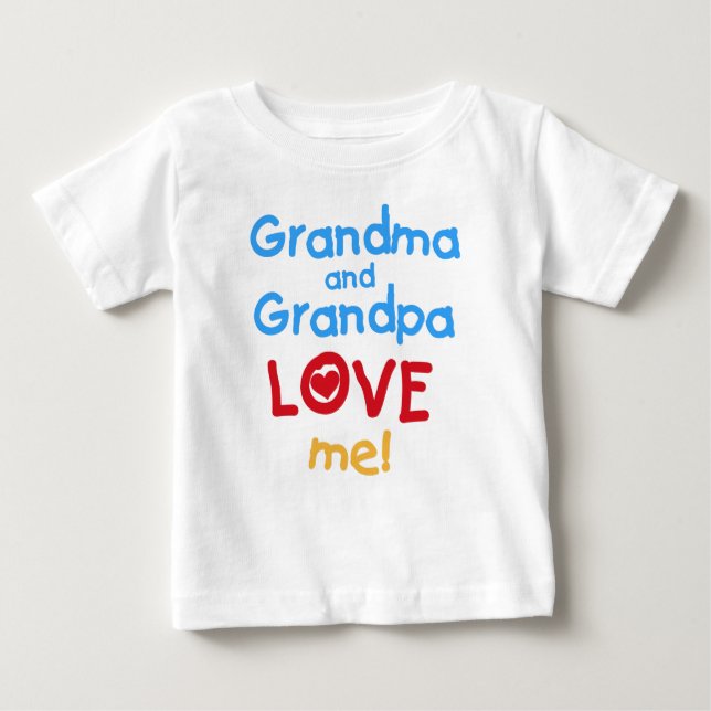 T-shirt Pour Bébé Grand-mère et grand-père m'aiment (Devant)