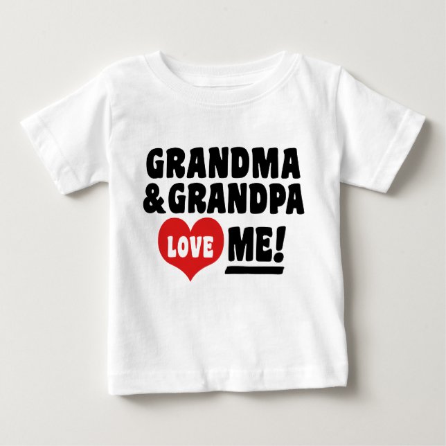 T-shirt Pour Bébé Grand-mère et grand-père m'aiment (Devant)