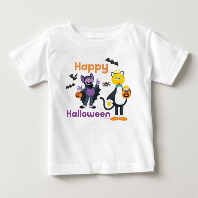 T-shirt Pour Bébé Grand oiseau et nombre | Joyeux Halloween (Devant)