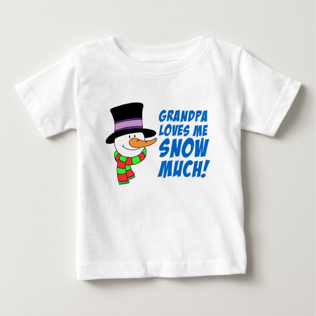 T-shirt Pour Bébé Grand-Père M'Aime Beaucoup La Neige (Devant)