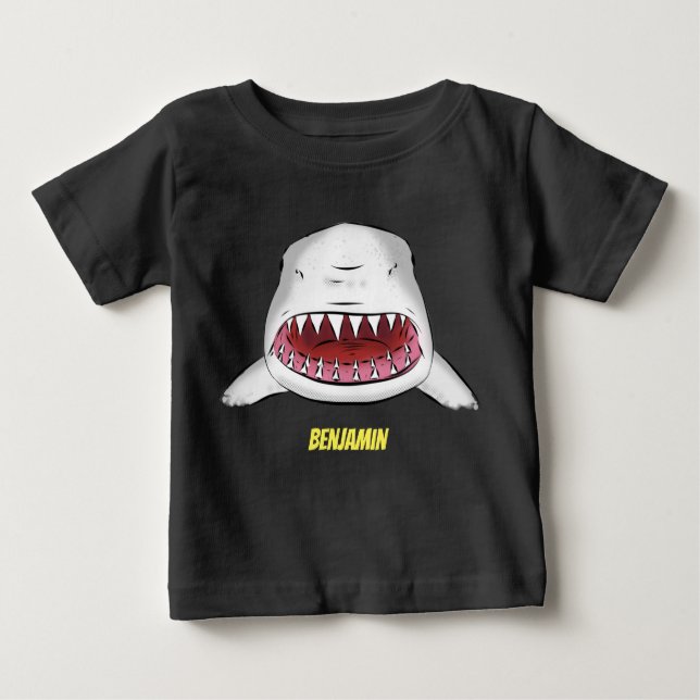 T-shirt Pour Bébé Grand requin blanc moyen dessin animé (Devant)