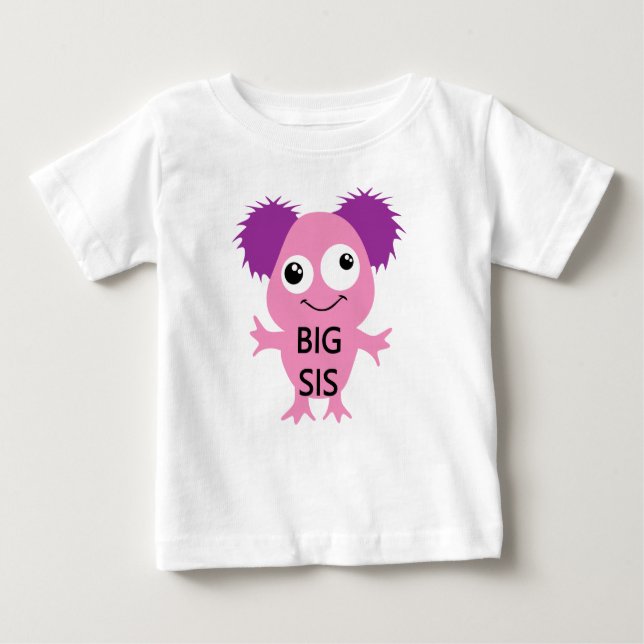 T-shirt Pour Bébé Grand Soeur Rose Monster (Devant)