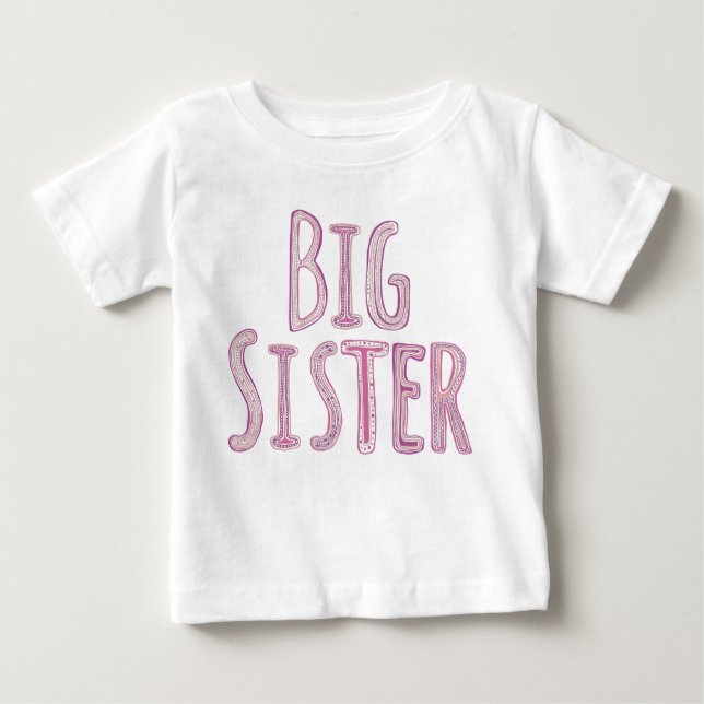 T-shirt Pour Bébé Grand texte rose soeur avec motif (Devant)