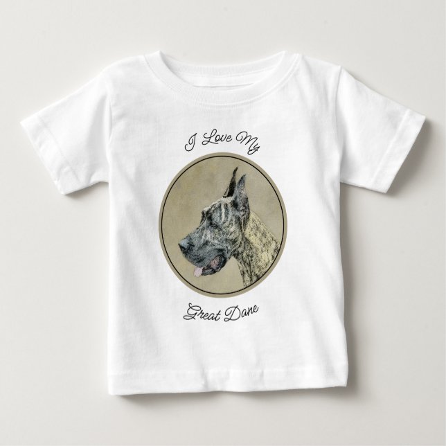 T-shirt Pour Bébé Grande Danse (Brindle) Peinture - Art Chien origin (Devant)