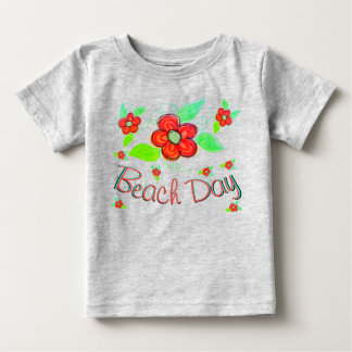 T-shirt Pour Bébé Grande Fleur Orange Rouge en Fleur