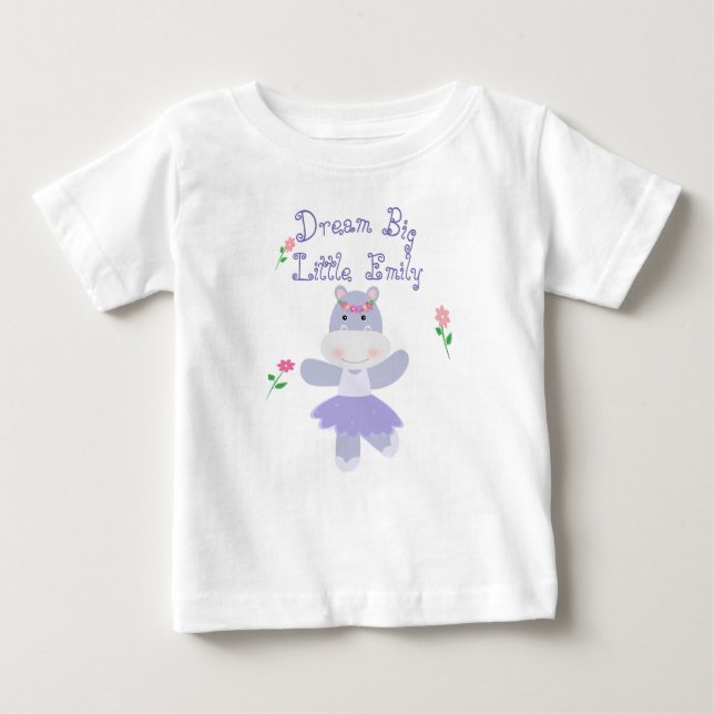 T-shirt Pour Bébé Grande petite une ballerine pourpre rêveuse (Devant)
