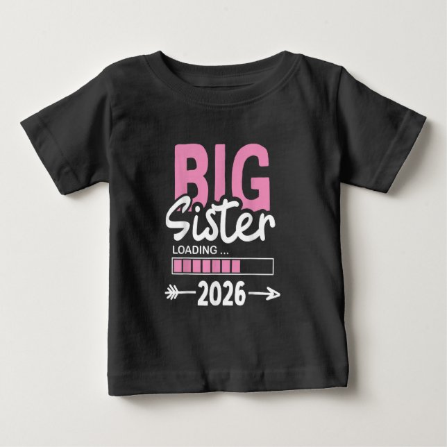 T-shirt Pour Bébé Grande Sœur Chargement 2026 Promue Grande Sœur (Devant)