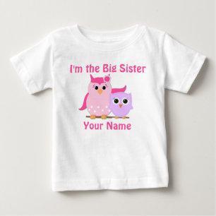 T-shirt Pour Bébé Grande Soeur Chouette Personnalisée T Chemise