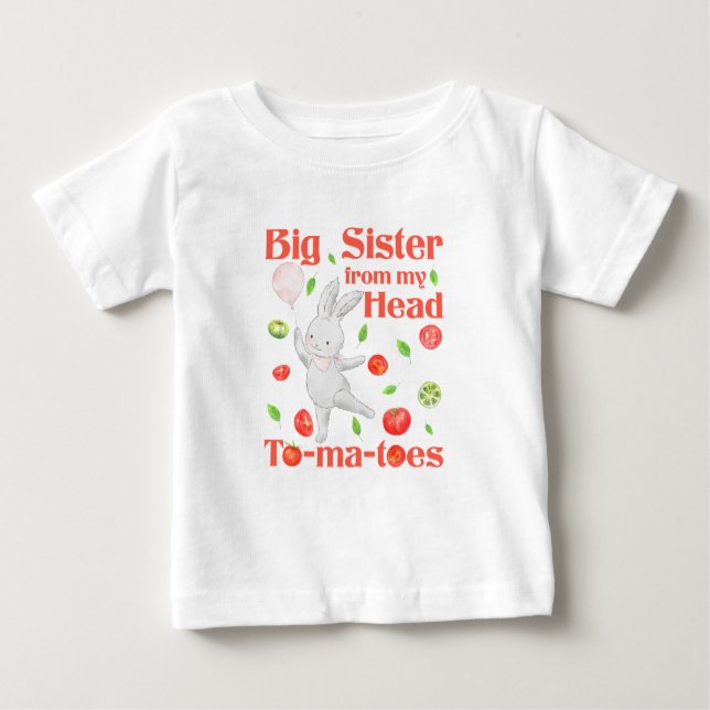 T-shirt Pour Bébé Grande Soeur de ma tête à mon jeu de tomates (Devant)