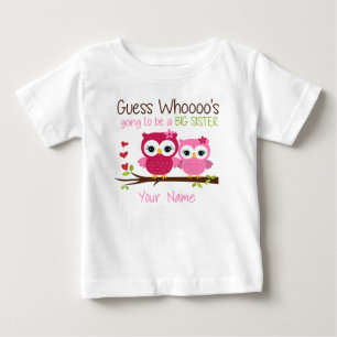 T-shirt Pour Bébé Grande Soeur Devinez Qui Chouette Rose Personnalis