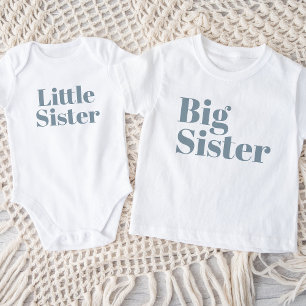 T-shirt Pour Bébé Grande soeur   Dusty Blue Matching Famille de frèr
