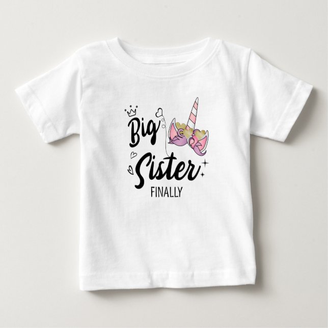 T-shirt Pour Bébé Grande Soeur Enfin, Faire-part d'arrivée des bébés (Devant)